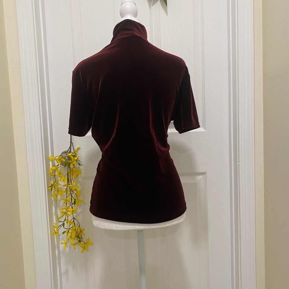 Cranberry velvet turtleneck rich color